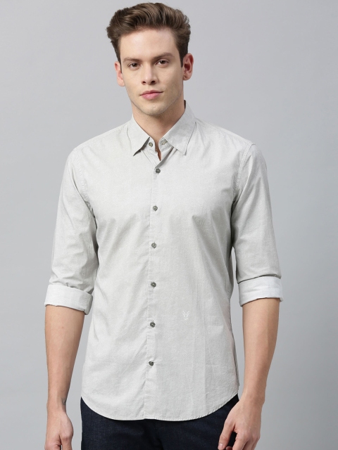 RARE RABBIT Men Grey Tailored Fit Solid Casual Shirt