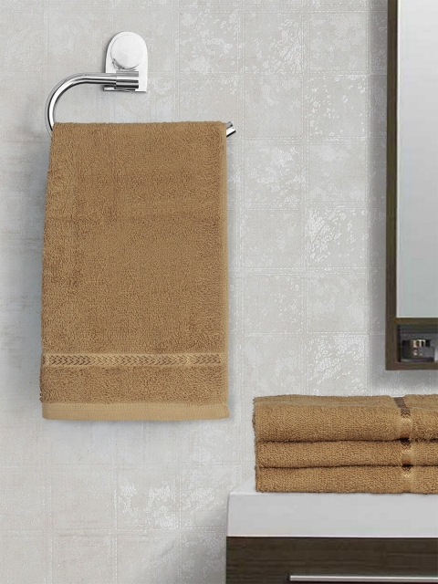 

CORE Designed by SPACES Tan Brown Set of 4 Solid 380 GSM Quick Dry Hand Towels