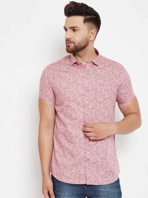 

Canary London Men Peach-Coloured & Grey Slim Fit Printed Casual Shirt