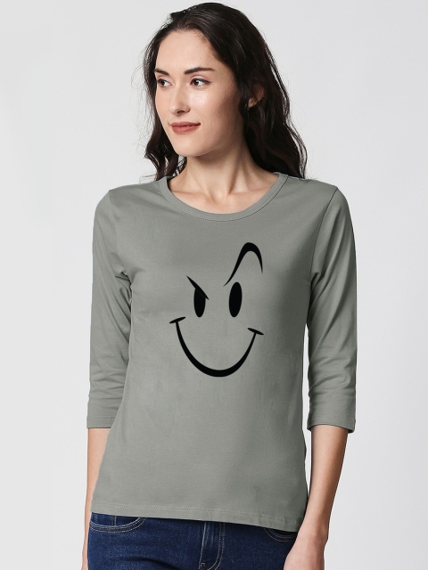 

Bewakoof Women Grey Printed Round Neck T-shirt