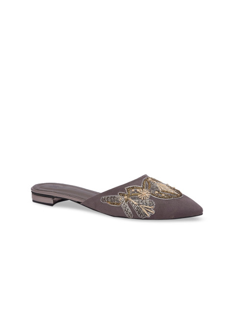 

Inc 5 Women Grey Embellished Mules