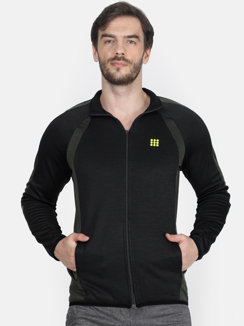 

rock.it Men Black & Olive Green Solid Sweatshirt