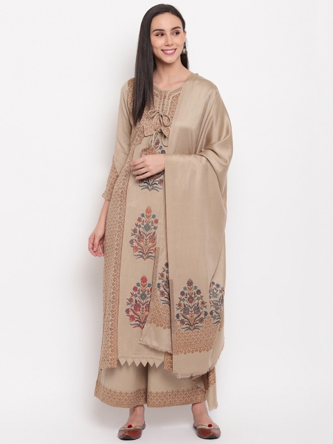 

HK colours of fashion Beige Viscose Rayon Unstitched Dress Material
