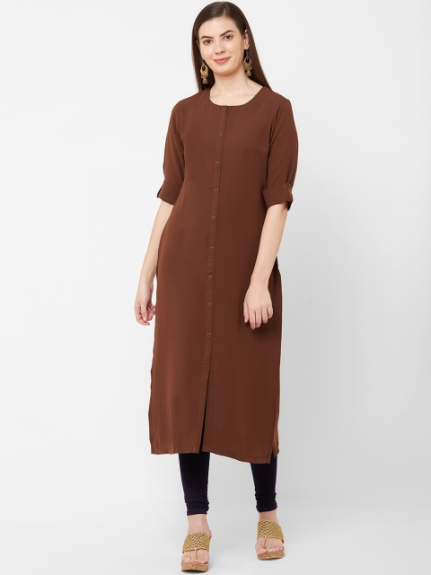 

Juliet Women Coffee Brown Solid Straight Kurta