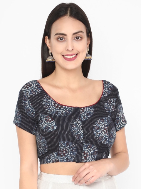 

Molcha Women Blue Printed Saree Blouse