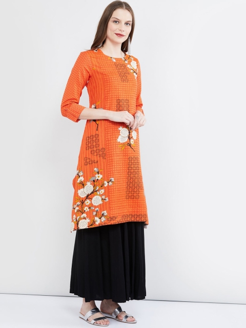

max Women Orange Printed A-Line Kurta