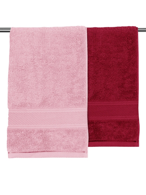 

URBAN SPACE Unisex Set Of 2 Solid 380 GSM Bath Towels, Maroon
