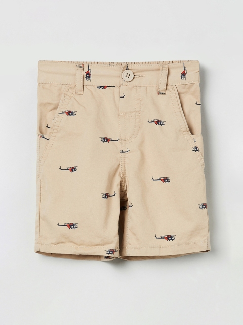 

max Boys Beige Printed Regular Fit Regular Shorts