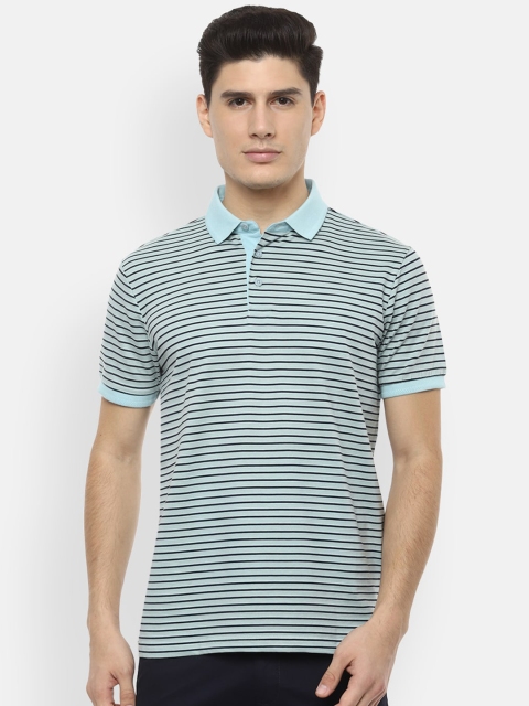

Van Heusen Sport Men Blue Striped Polo Collar T-shirt