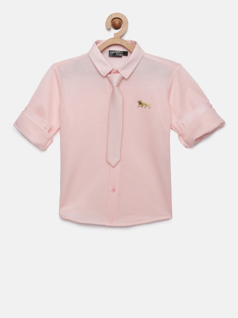 

Actuel Boys Peach-Coloured & Pink Regular Fit Solid Casual Shirt