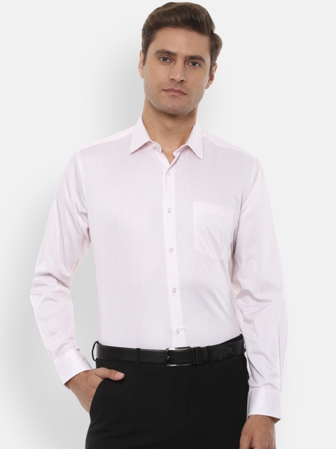 

Van Heusen Men White & Pink Regular Fit Striped Formal Shirt