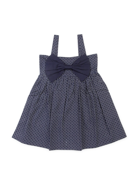 

luyk Girls Blue Printed Fit and Flare Dress