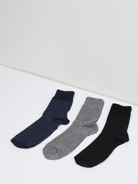 

Max Men Pack Of 3 Printed Above Ankle-Length Socks, Grey melange