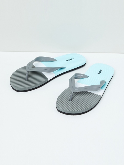 

max Men Grey & Blue Colourblocked Thong Flip-Flops