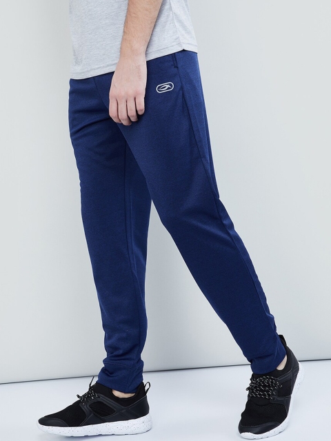 

max Men Navy Blue Solid Straight Fit Track Pants