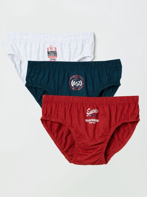 

max Boys Pack Of 3 Printed Hipster Briefs NOS20SFIN01, Red