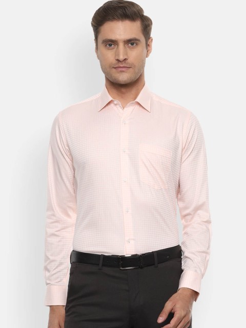 

Van Heusen Men Peach Regular Fit Checked Formal Shirt