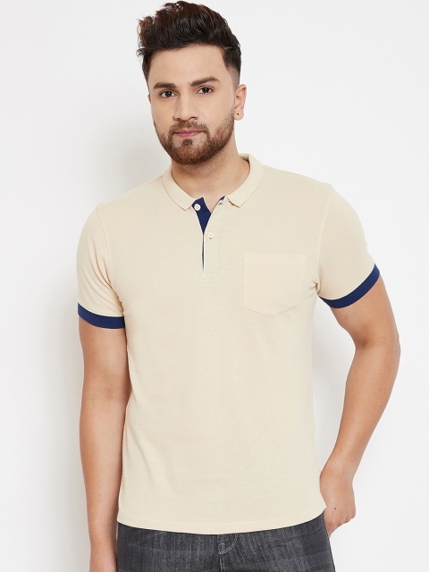 

Canary London Men Beige Solid Polo Collar Slim Fit T-shirt