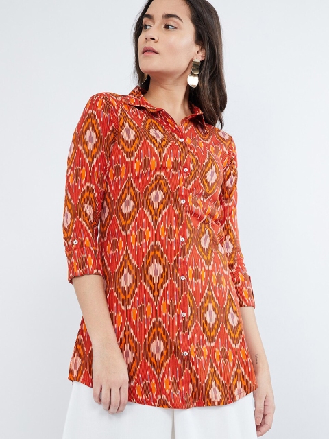 

MAX Red Ikat Printed Tunic