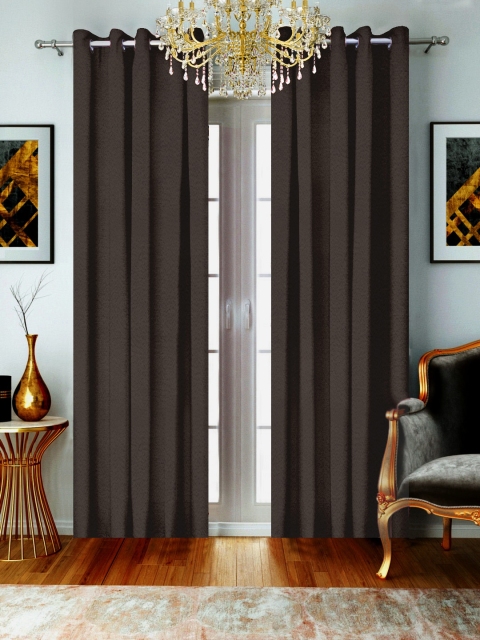 

SHIVANAA HOMES Coffee Brown Single Room Darkening Curtain Curtain