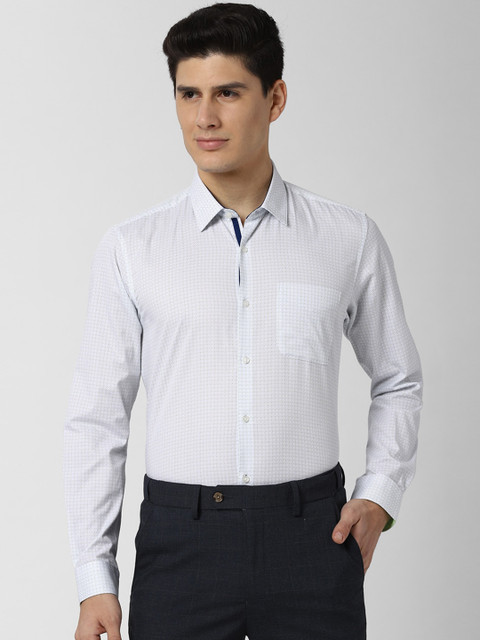 

Peter England Men White & Blue Regular Fit Printed Formal Shirt
