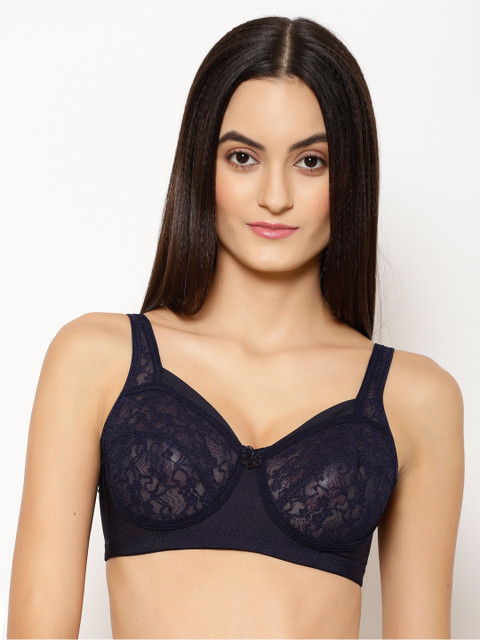 

Floret Navy Blue Lace Non-Wired Non Padded Everyday Bra T3060