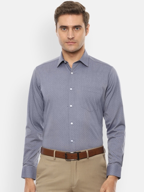 

Van Heusen Men Grey & Blue Slim Fit Self Design Formal Shirt