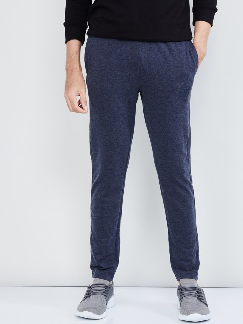 

max Men Navy Blue Solid Track Pants