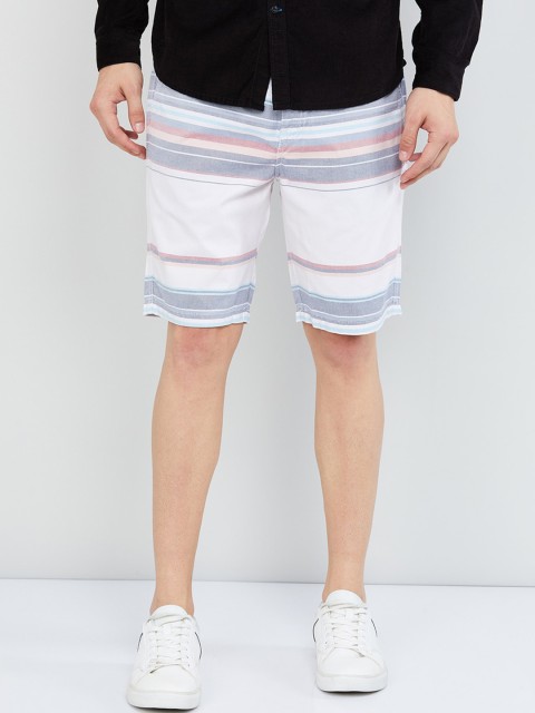 

max Men White Striped Regular Fit Regular Shorts