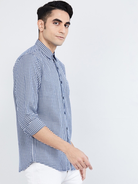 

max Men Blue & Off-White Regular Fit Checked Casual Shirt