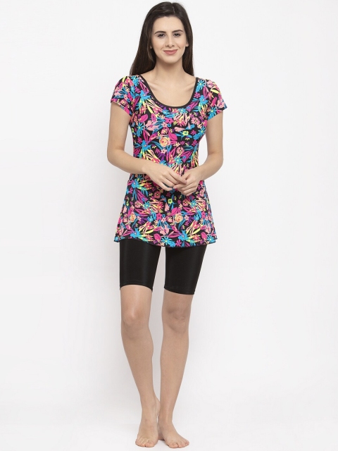 

CUKOO Women Black & Pink Printed Swim Set