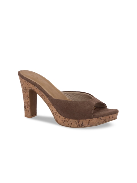 Inc 5 Women Brown Textured Peep Toes