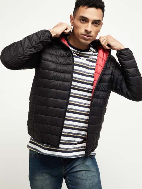 

max Men Black Solid Padded Jacket
