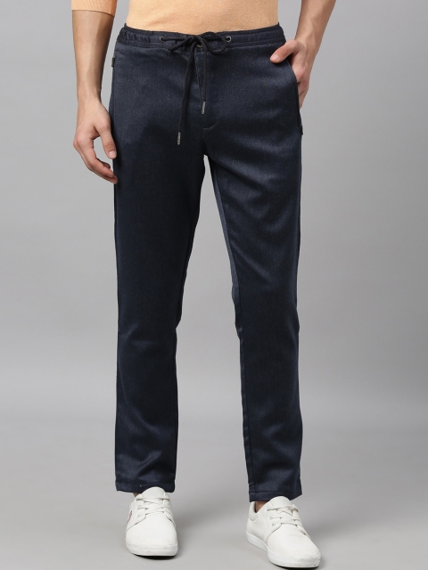 

RARE RABBIT Men Navy Blue Slim Fit Solid Regular Trousers