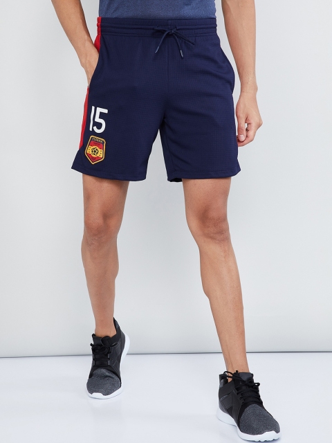 

max Men Navy Blue & Red Colourblocked Regular Fit Sports Shorts
