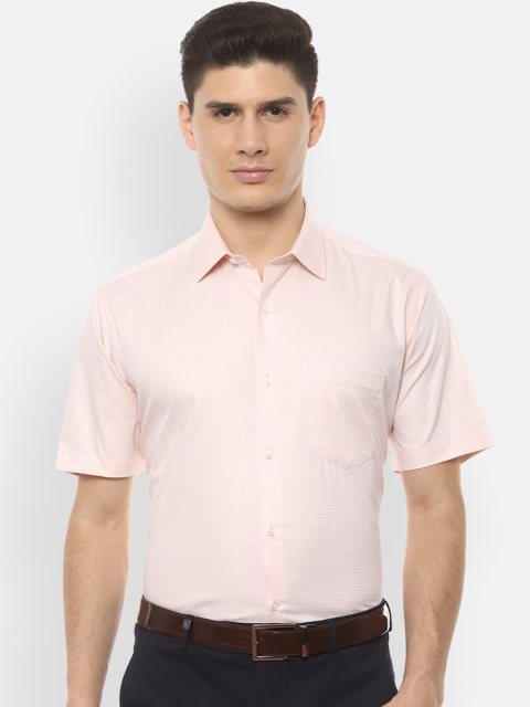 

Van Heusen Men Peach-Coloured Regular Fit Self Design Formal Shirt