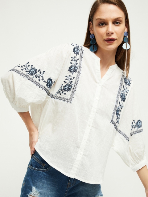 

max Women Off-White Printed Shirt Style Top