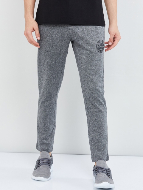 

max Men Grey Melange Solid Straight Fit Trackpants