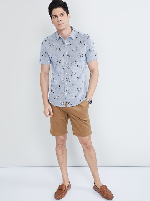 

max Men Blue & Off-White Regular Fit Printed Casual Shirt