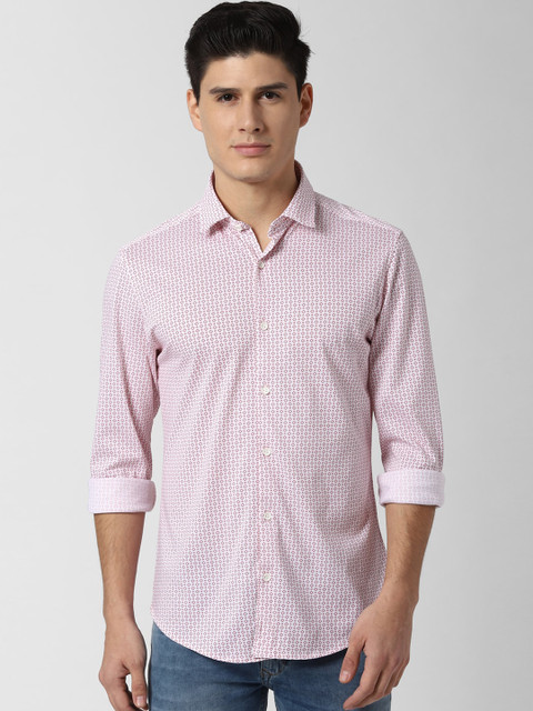 

Peter England Men White & Pink Slim Fit Printed Casual Shirt