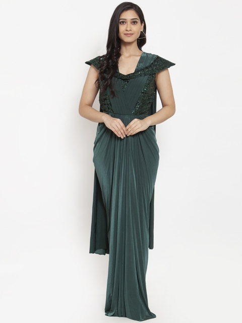 

KHALOM Women Green Embellished Maxi Dress