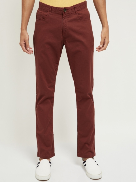 

max Men Maroon Skinny Fit Solid Regular Trousers