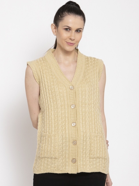 

VANYA Women Gold-Toned Self Design Cardigan Sweater