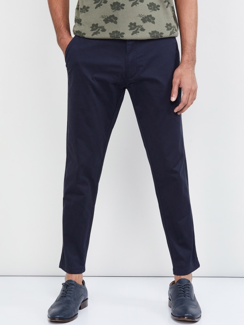 

max Men Blue Regular Fit Solid Chinos