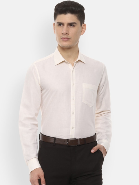 

Van Heusen Men Beige Slim Fit Solid Linen Formal Shirt