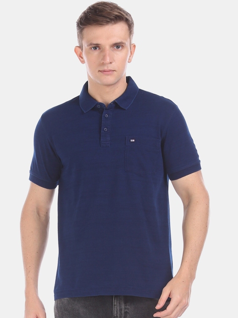 

Arrow Sport Men Navy Blue Solid Polo Collar Pure Cotton T-shirt