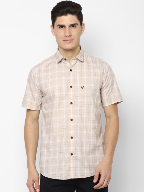 

Allen Solly Men Beige & Off-White Slim Fit Checked Casual Shirt