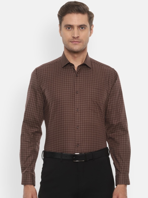 

Van Heusen Men Brown Regular Fit Checked Formal Shirt
