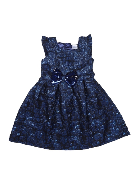 

Doodle Girls Navy Blue Printed Fit and Flare Dress
