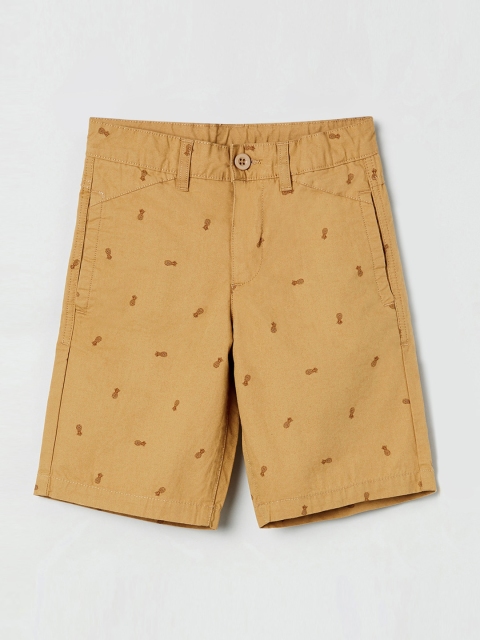 

max Boys Khaki Printed Regular Fit Regular Shorts